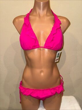 NWT Guess bikini bottom halter bra tie side bottom L